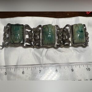 Vintage Jade? and Silver Bracelet